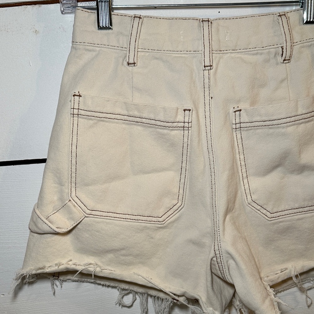 Pacsun Womens Cream Cargo Jean Shorts - Picture 3 of 7